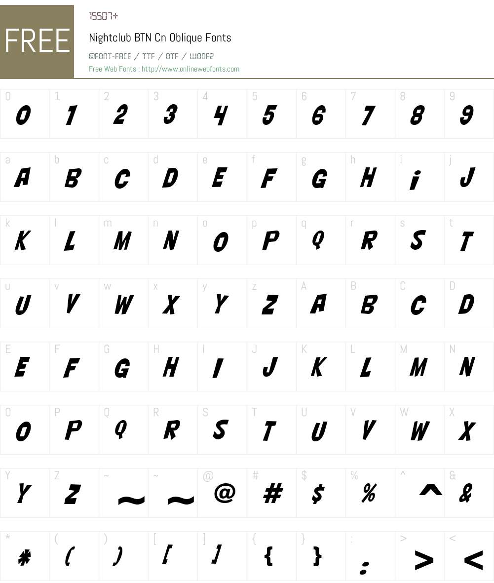 Nightclub BTN Cn Font Screenshots