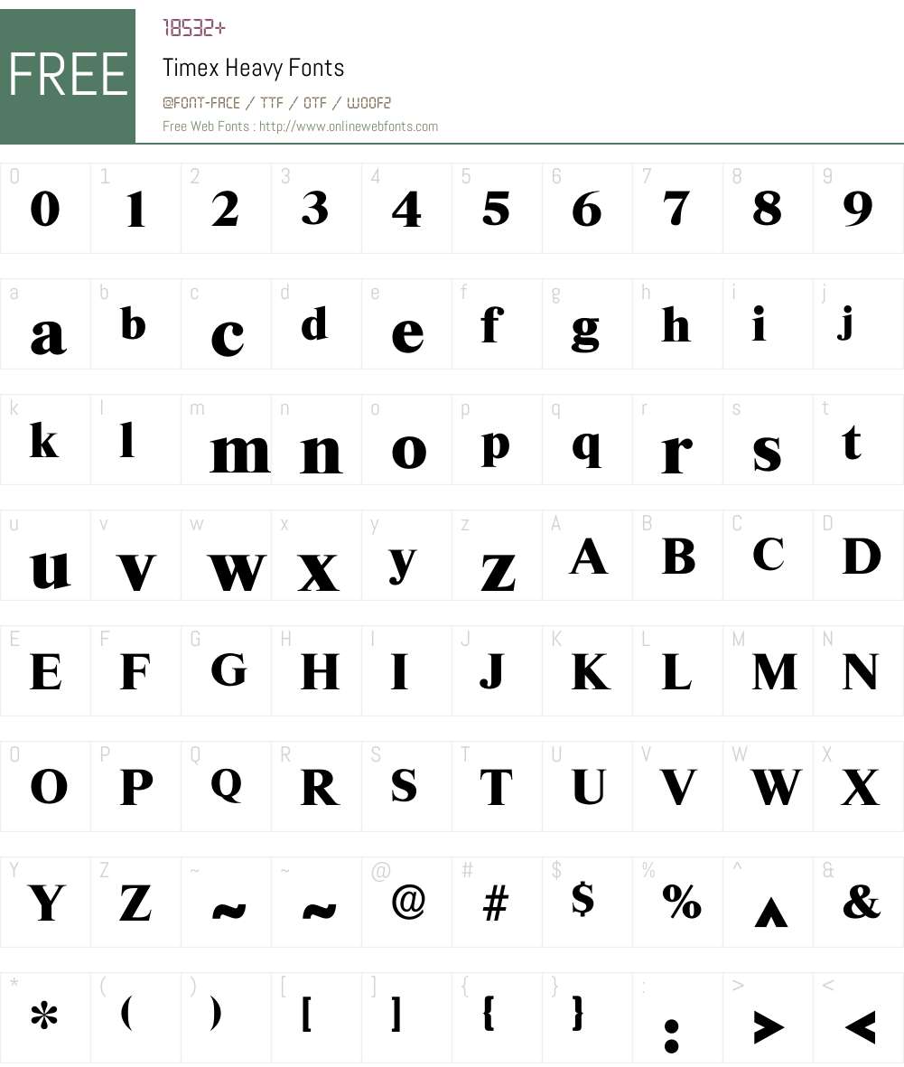 Timex Font Screenshots
