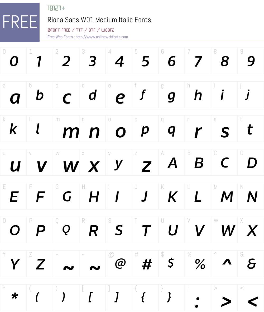 RionaSansW01-MediumItalic Font Screenshots