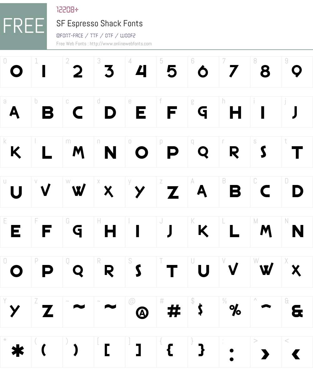 SF Espresso Shack Font Screenshots