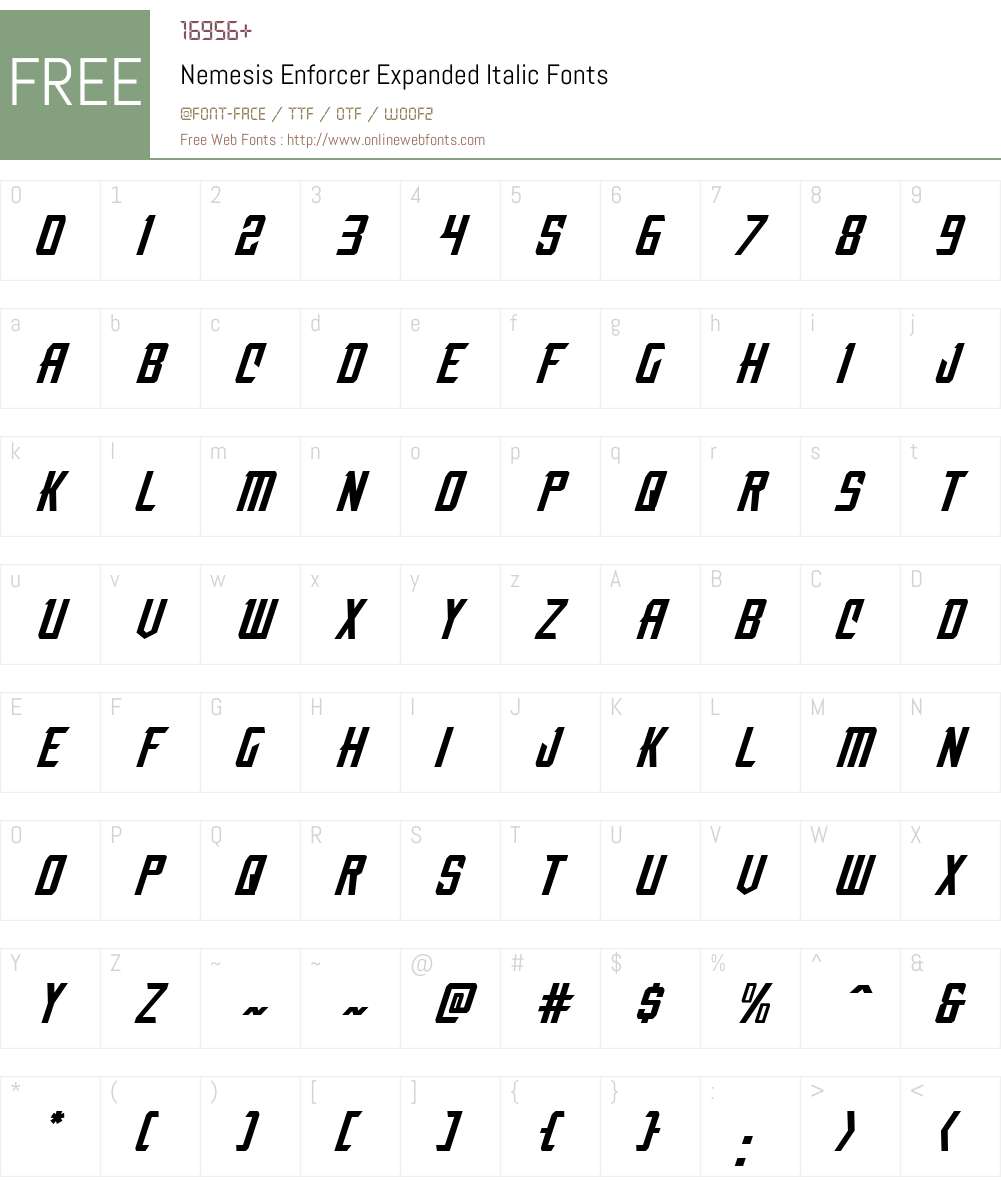 Nemesis Enforcer Expanded Italic Font Screenshots