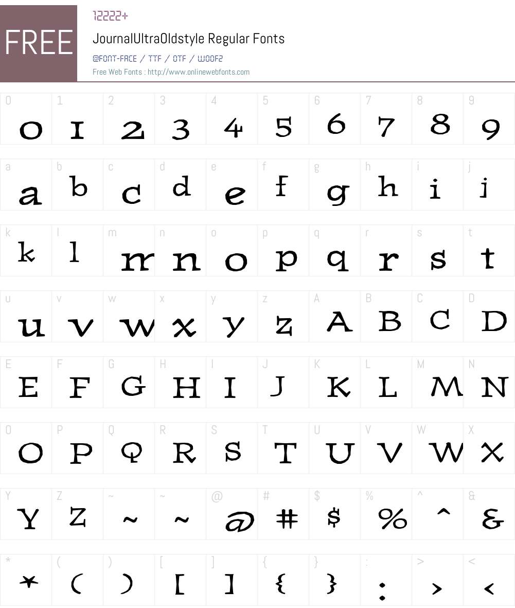 JournalUltraOldstyle Font Screenshots