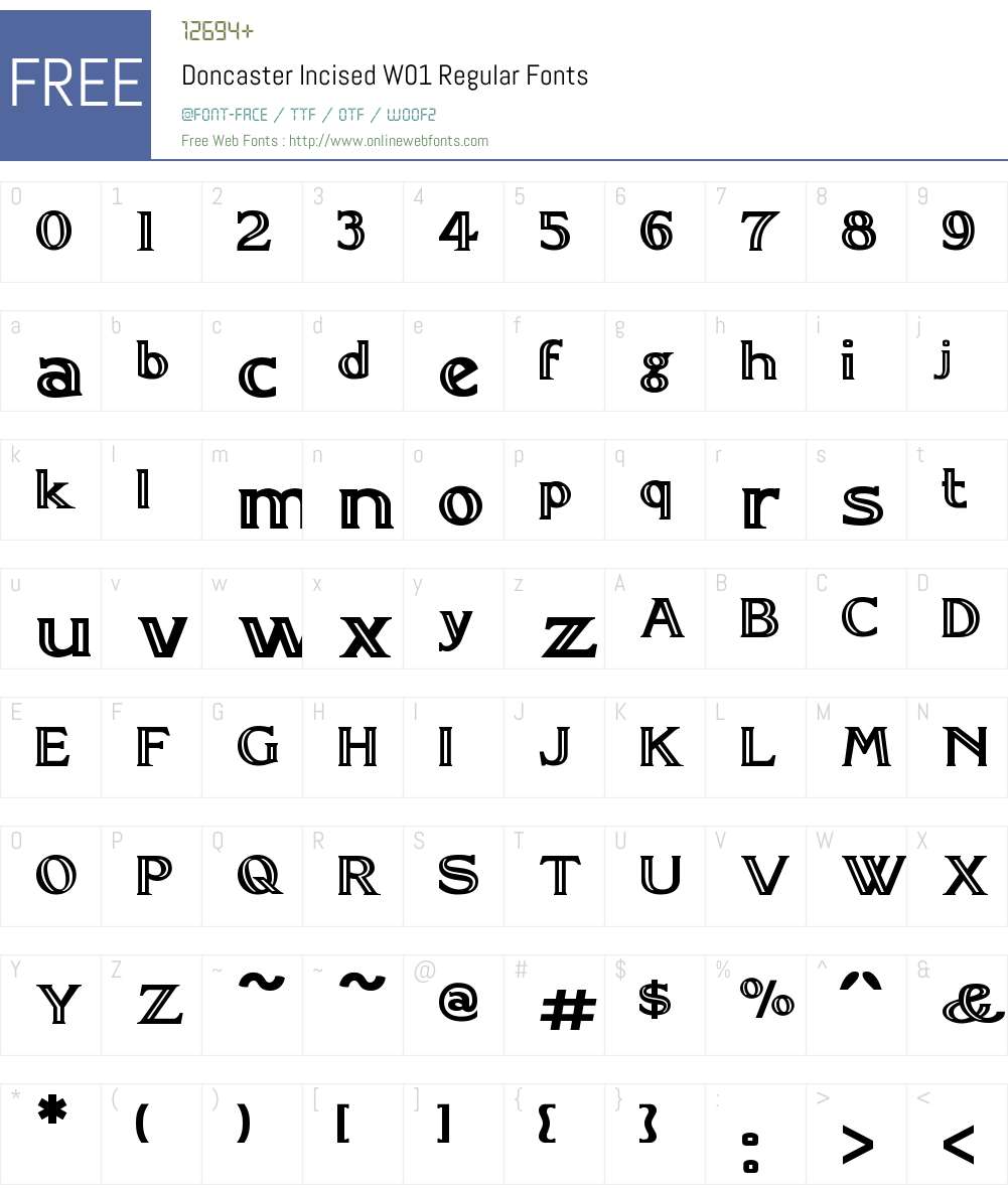 DoncasterIncisedW01-Regular Font Screenshots