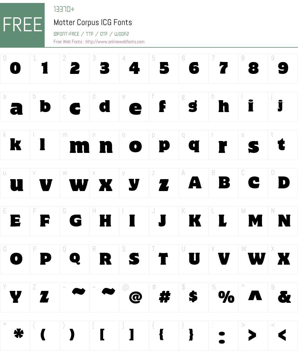 Motter Corpus ICG Font Screenshots
