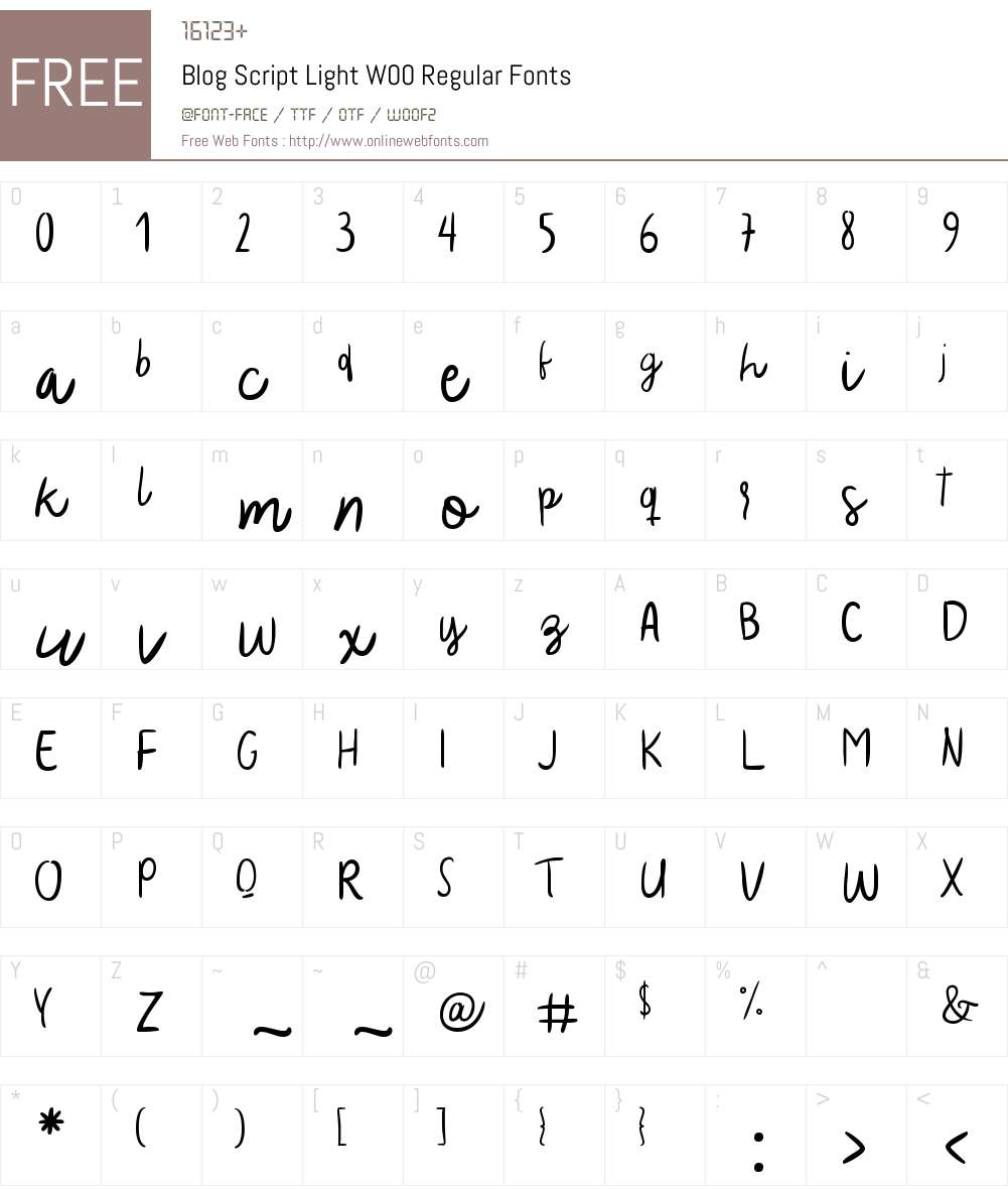 BlogScriptLightW00-Regular Font Screenshots
