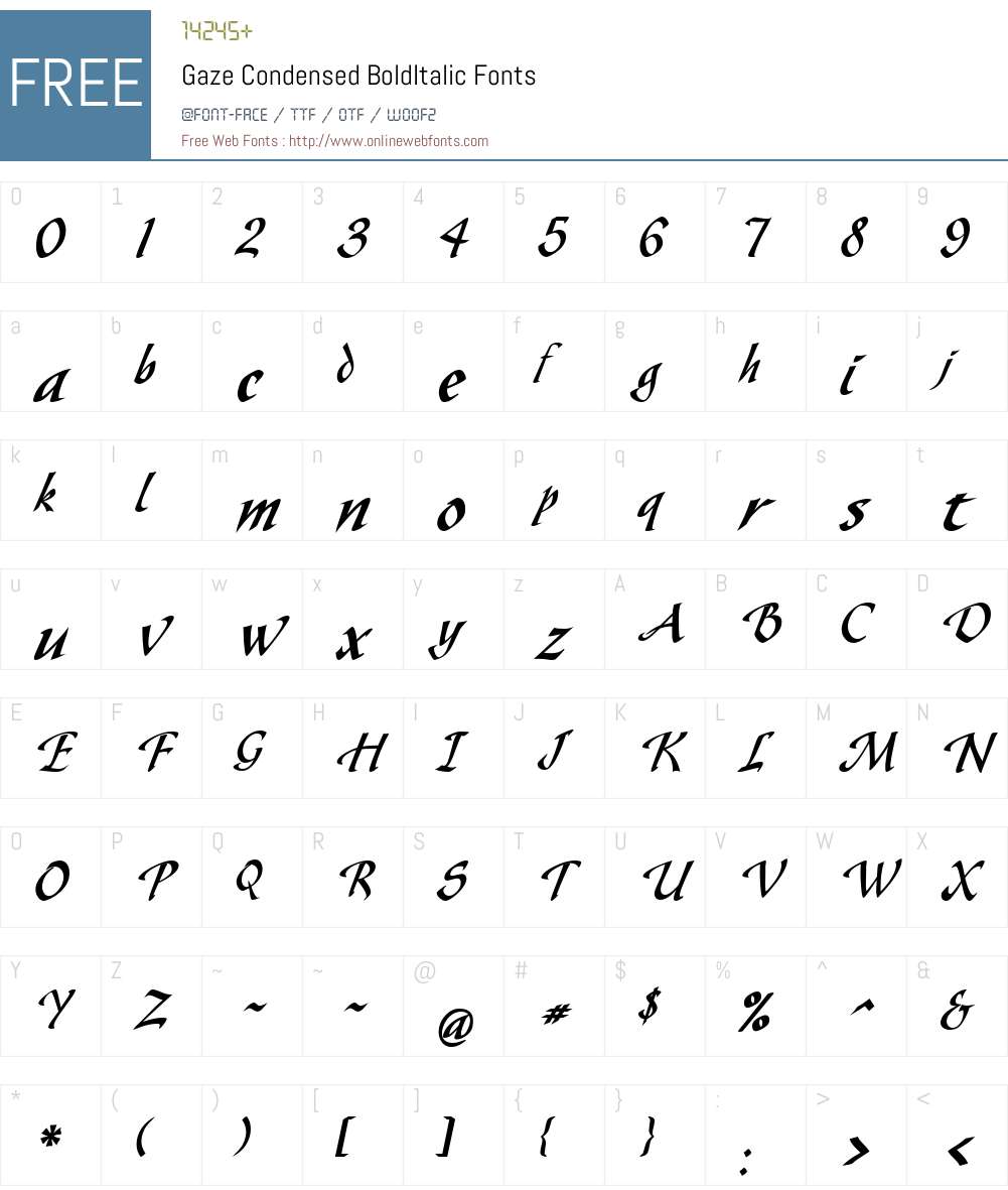 Gaze Condensed Font Screenshots