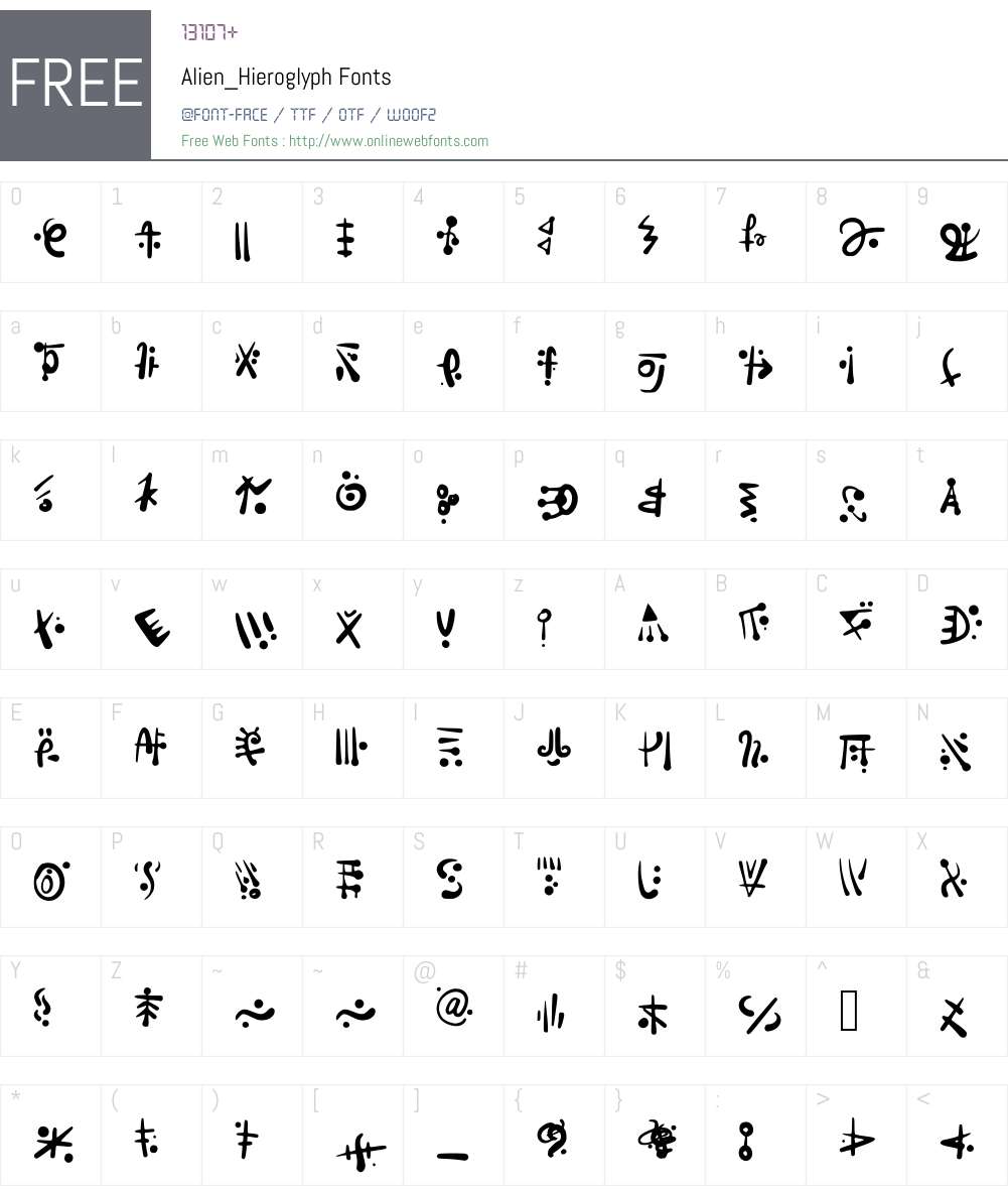 Alien_Hieroglyph Font Screenshots