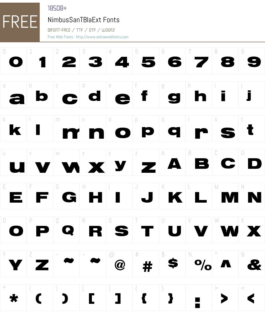NimbusSanTBlaExt Font Screenshots