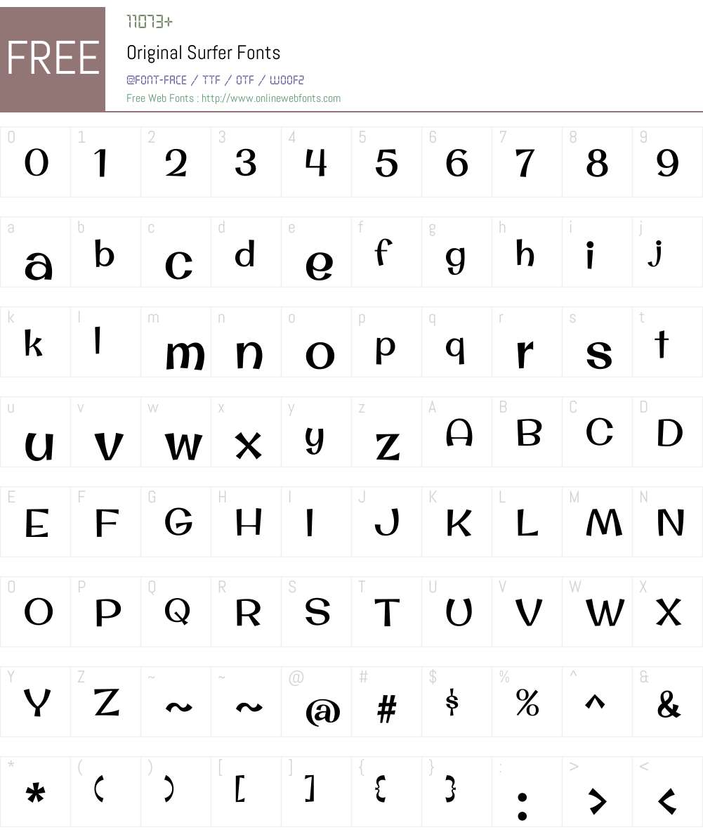 Original Surfer Font Screenshots
