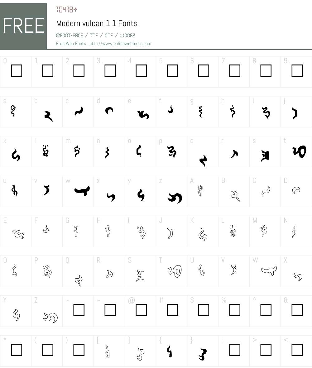 Modern vulcan 1.1 Font Screenshots