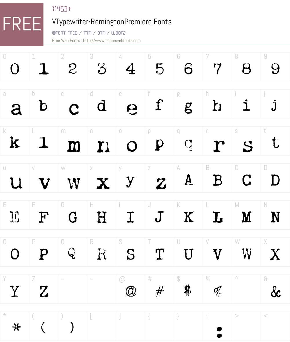 VTypewriter Font Screenshots