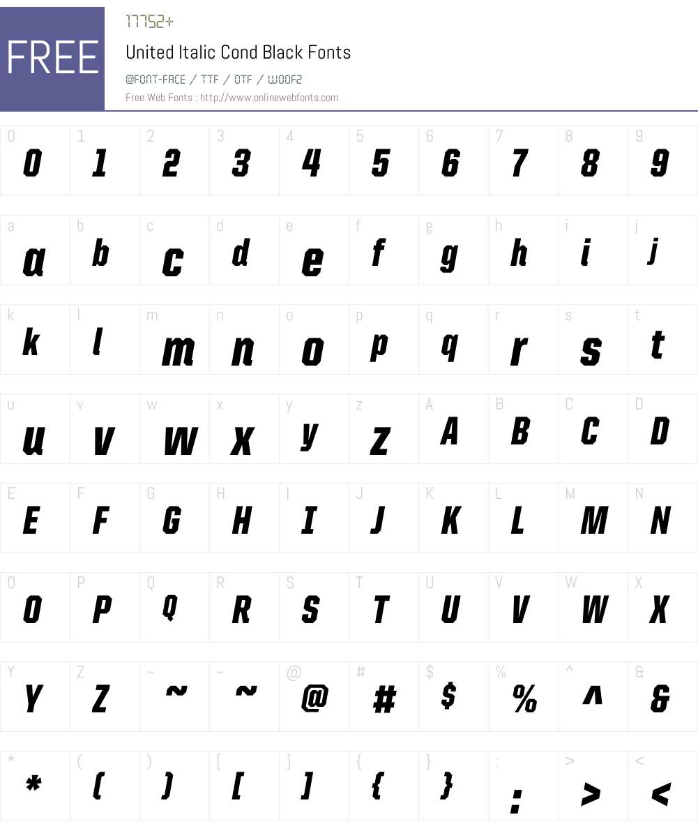 United Italic Cond Font Screenshots