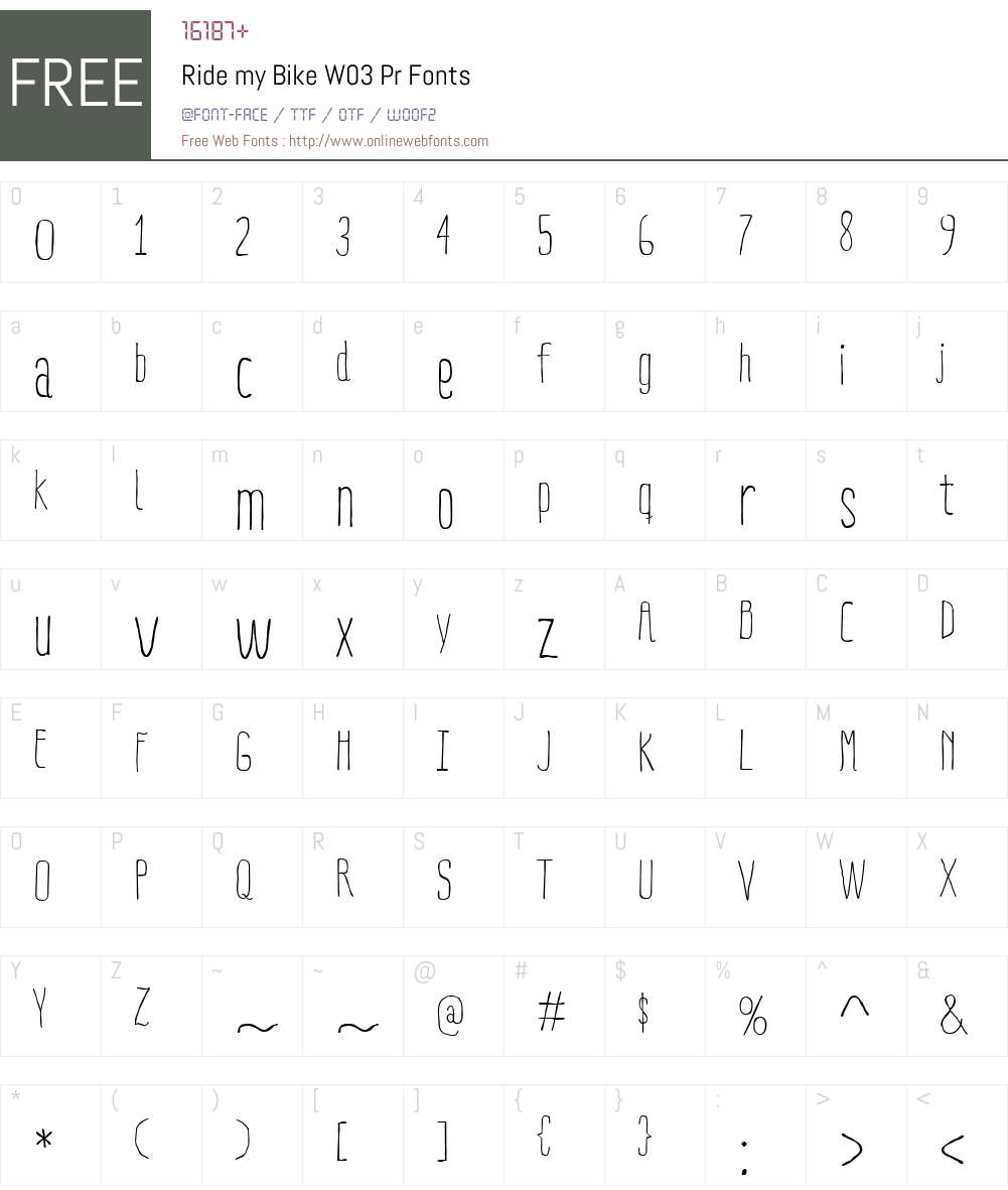 RidemyBikeW03-Pr Font Screenshots