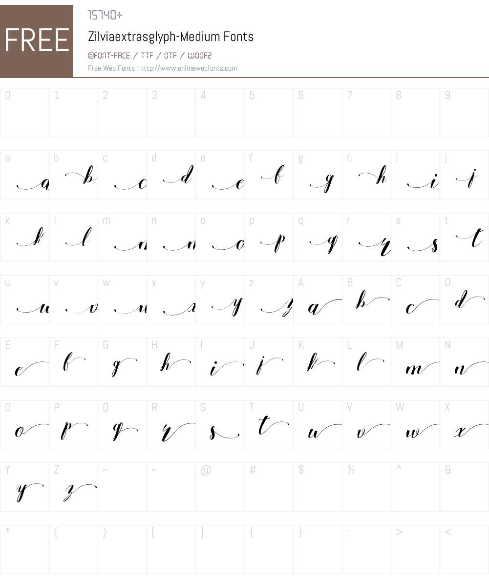 Zilvia extras glyph Font Screenshots
