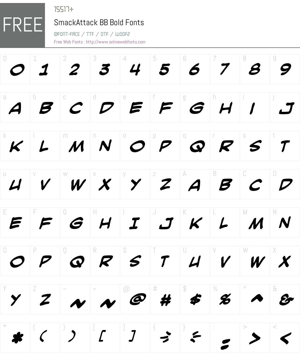 SmackAttack BB Font Screenshots