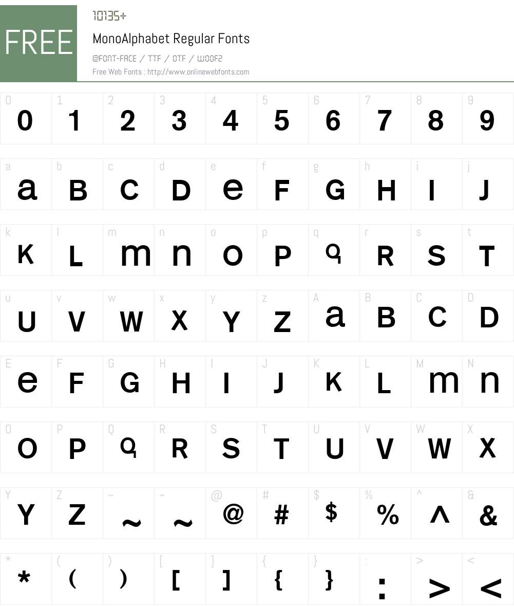 MonoAlphabet Font Screenshots