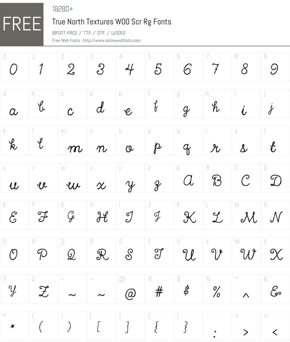 TrueNorthTexturesW00-ScrRg Font Screenshots