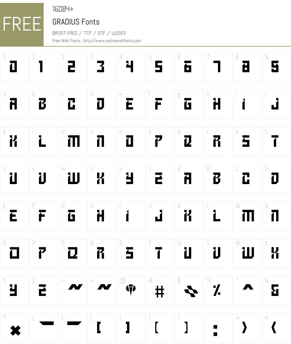 GRADIUS Font Screenshots