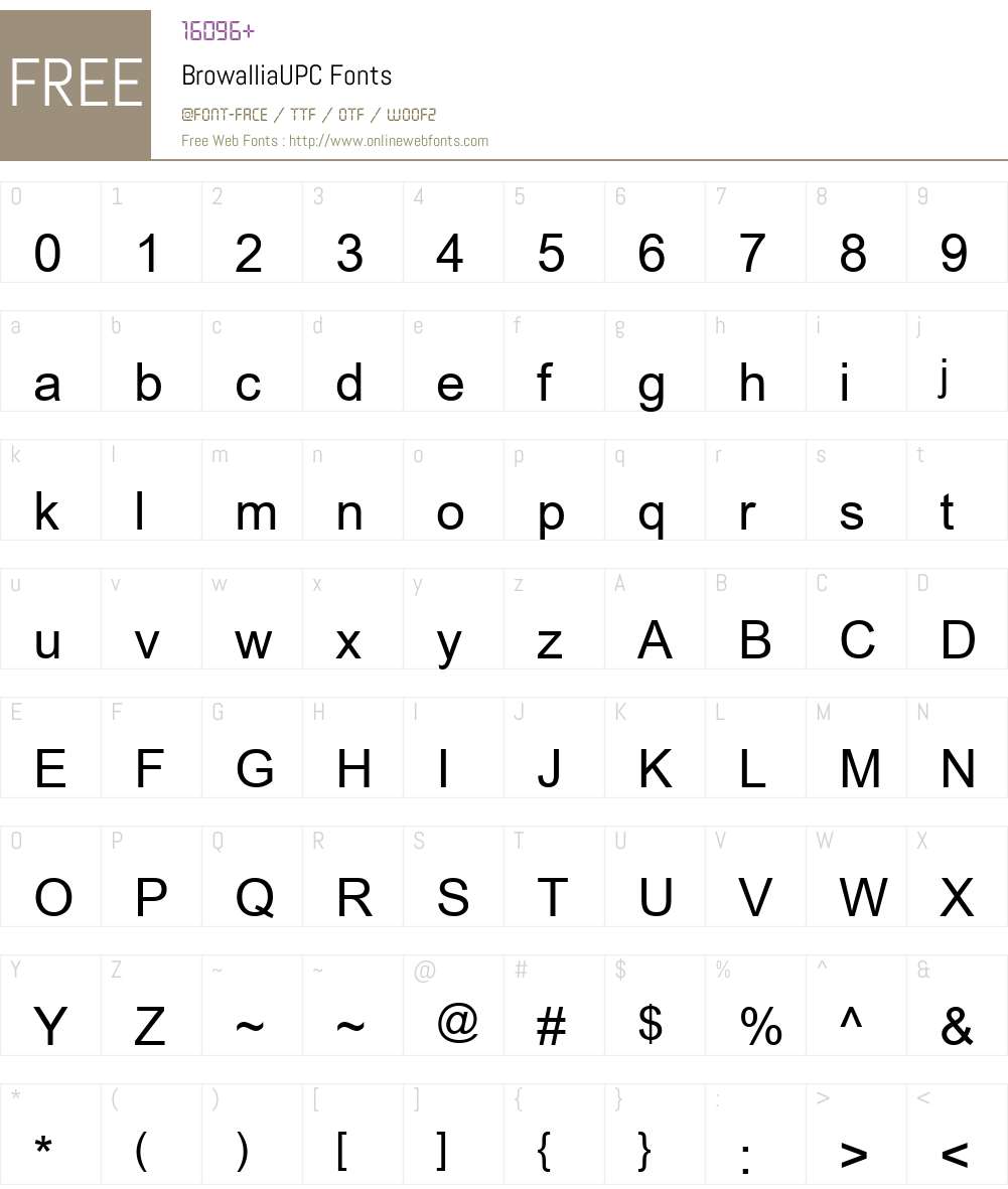 BrowalliaUPC Font Screenshots