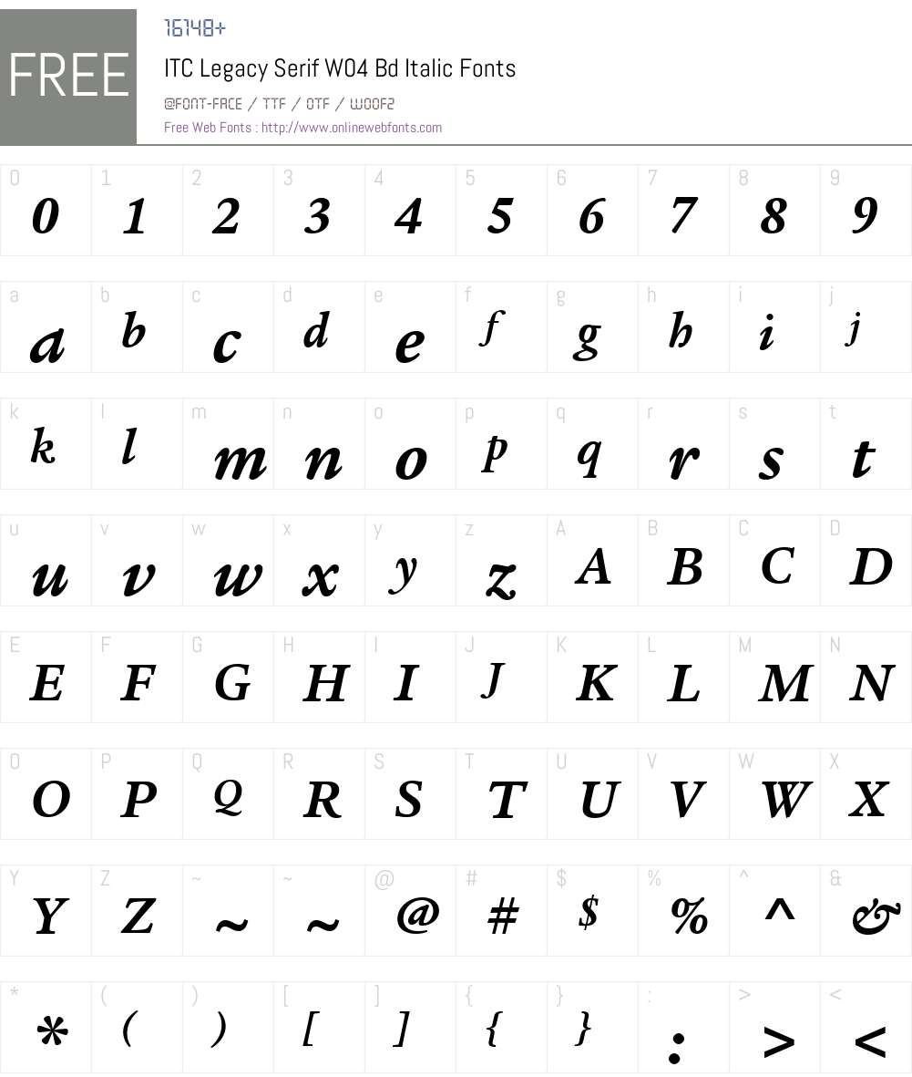 ITC Legacy Serif Font Screenshots
