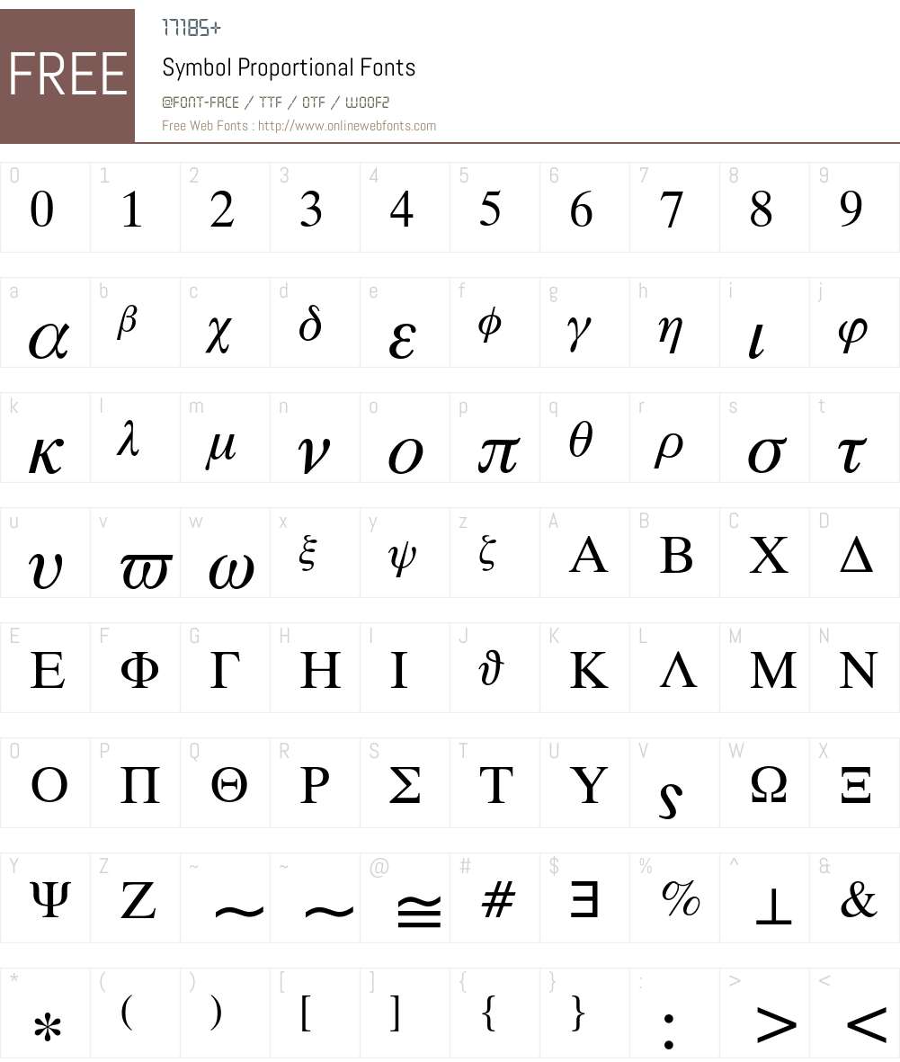 Symbol Proportional Font Screenshots