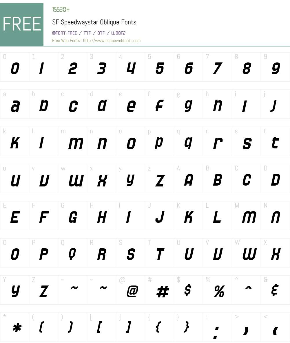 SF Speedwaystar Font Screenshots