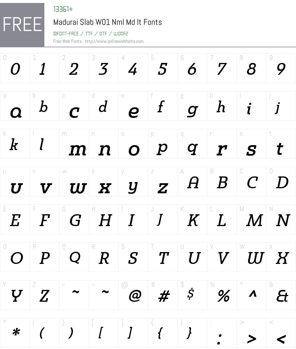MaduraiSlabW01-NmlMdIt Font Screenshots