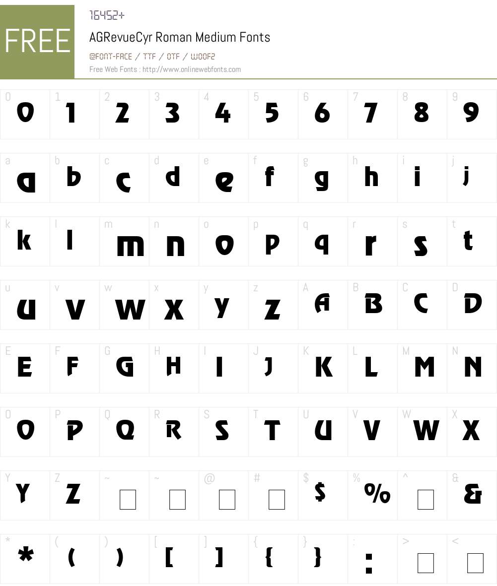 AGRevueCyr-Roman Font Screenshots