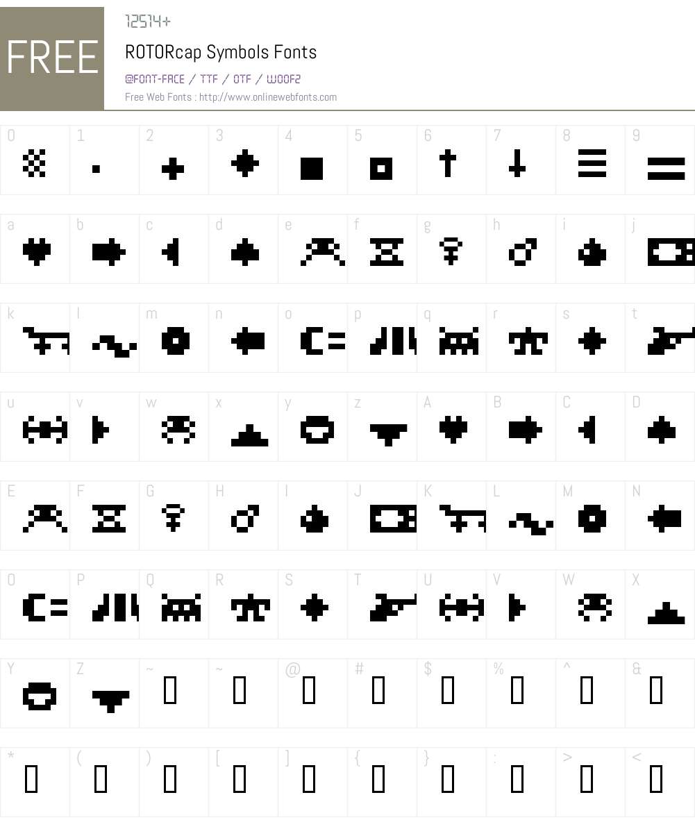 ROTORcap Symbols Font Screenshots