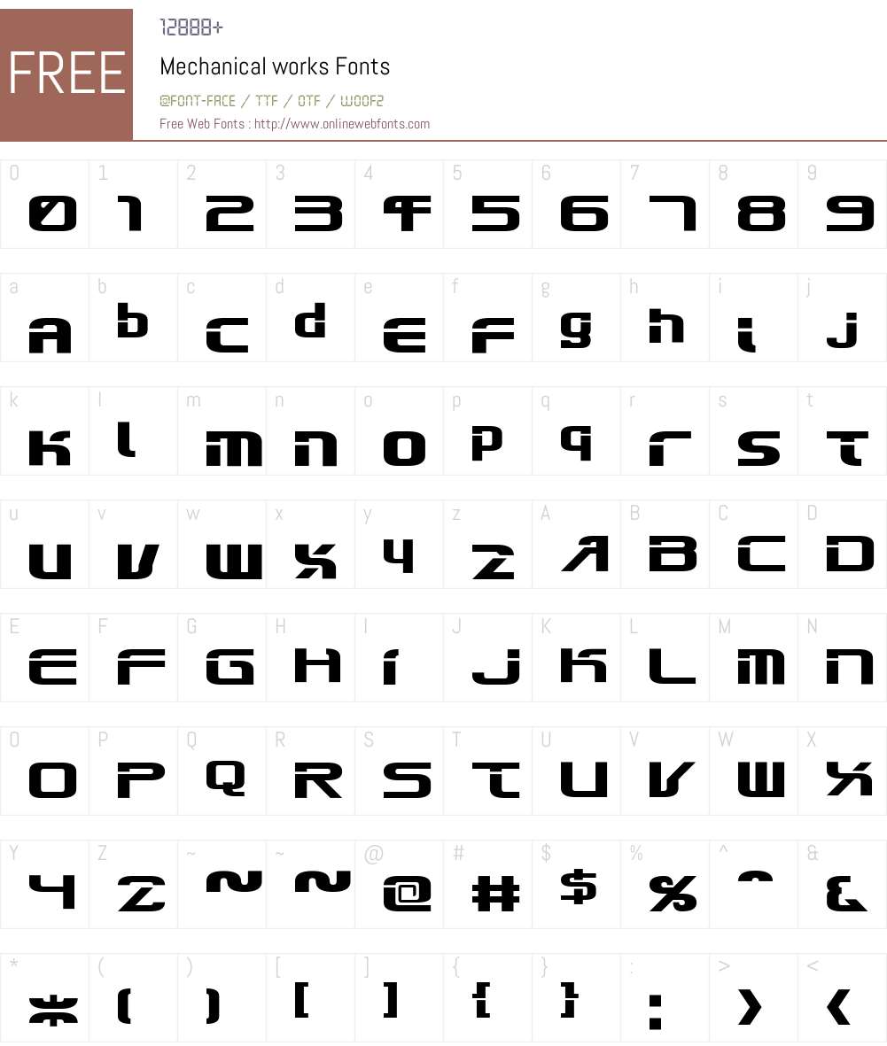 Mechanical works Font Screenshots
