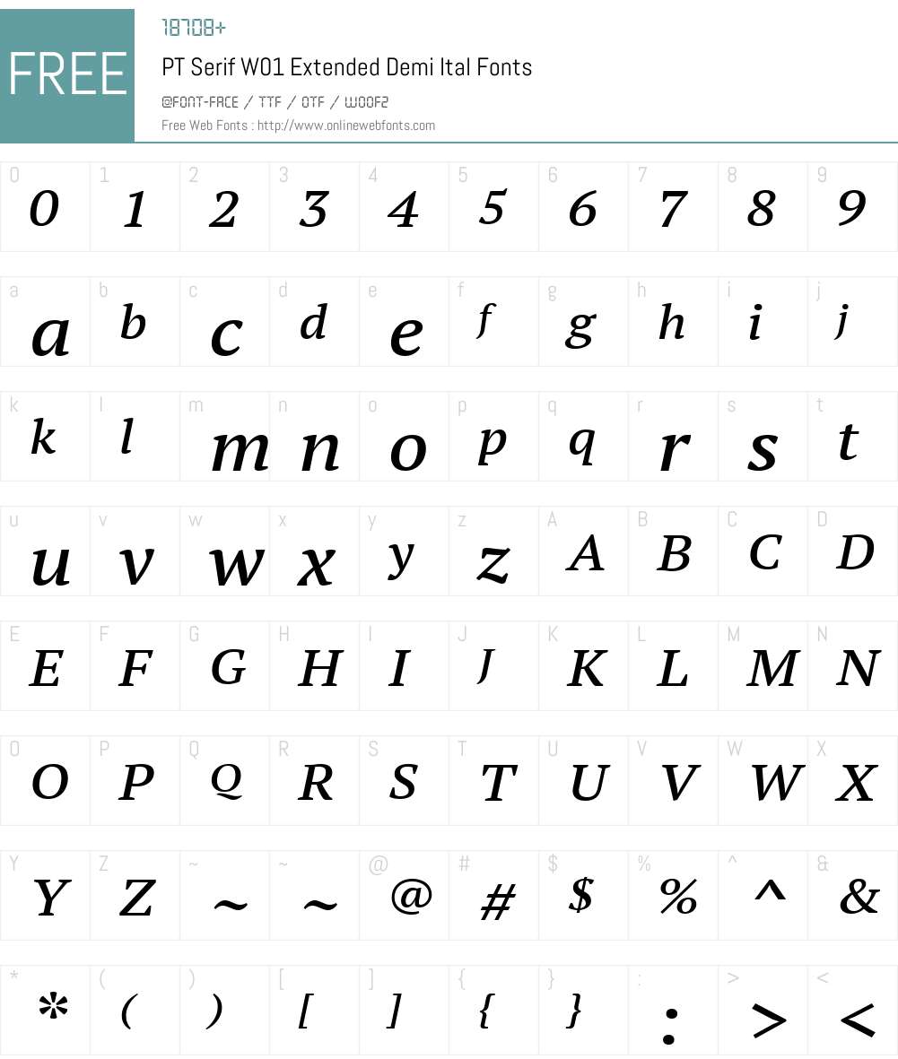 PTSerifW01-ExtendedDemiItal Font Screenshots