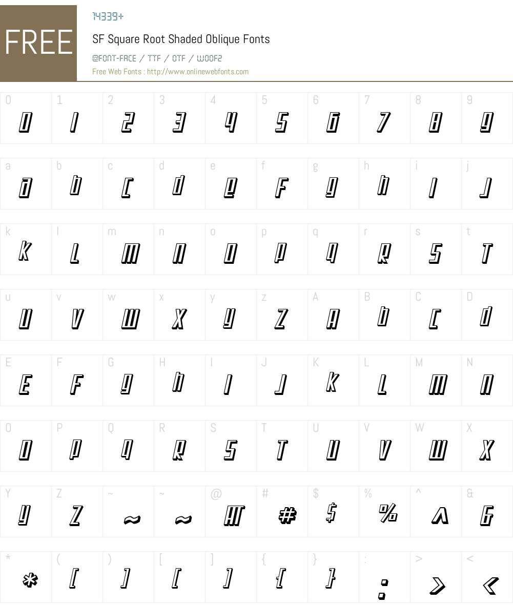 SF Square Root Shaded Font Screenshots