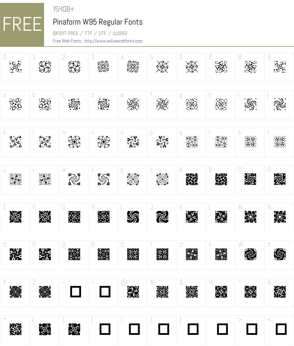 Pinaform Font Screenshots
