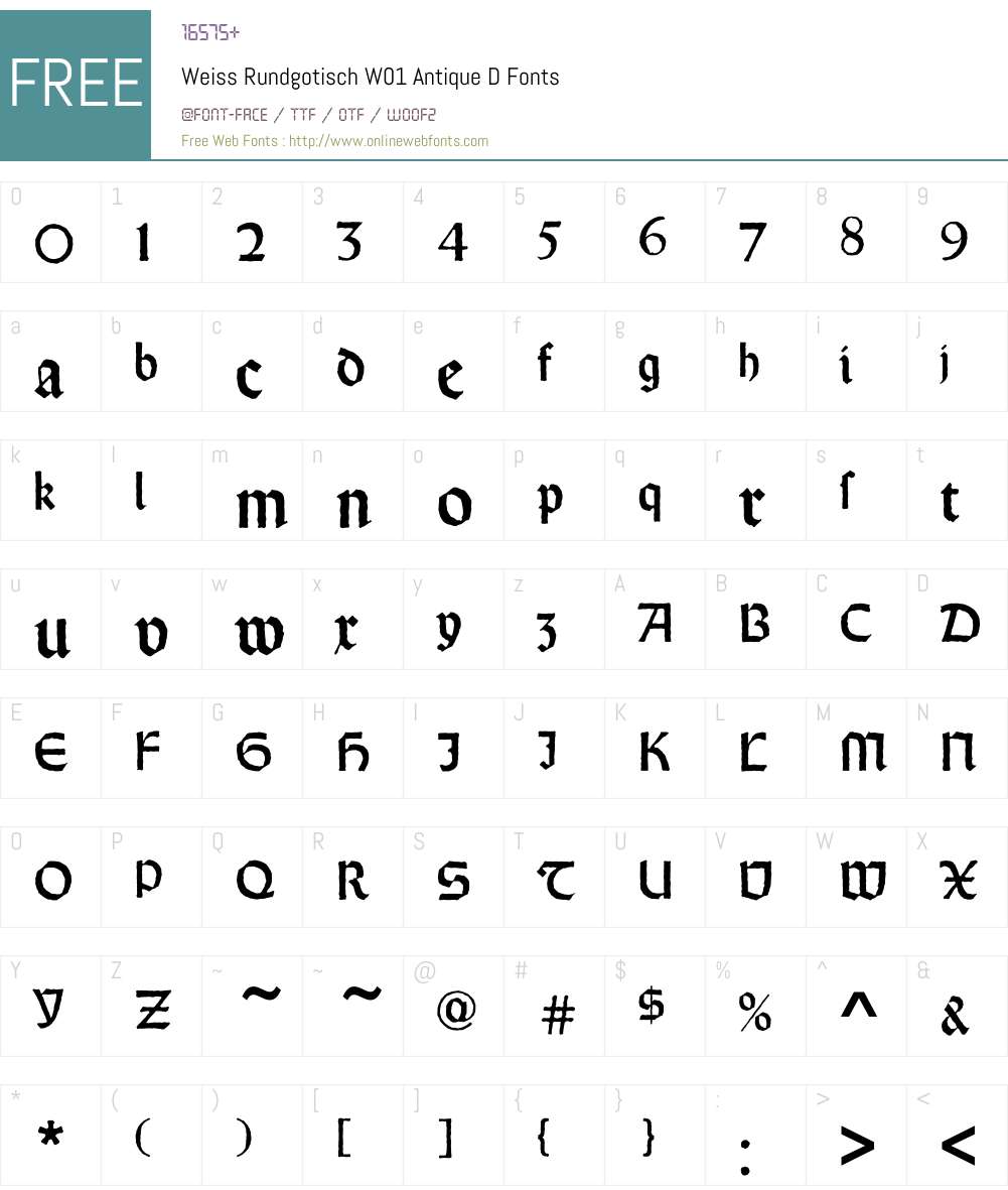 WeissRundgotischW01-AntiquD Font Screenshots