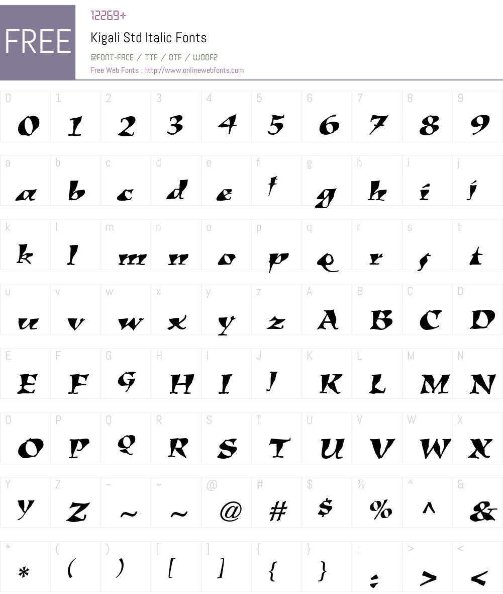 Kigali Std Font Screenshots