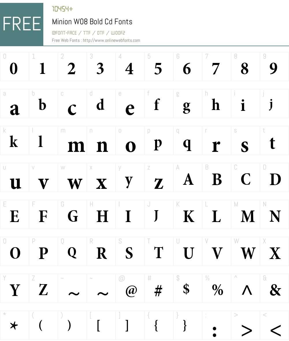 MinionW08-BoldCd Font Screenshots