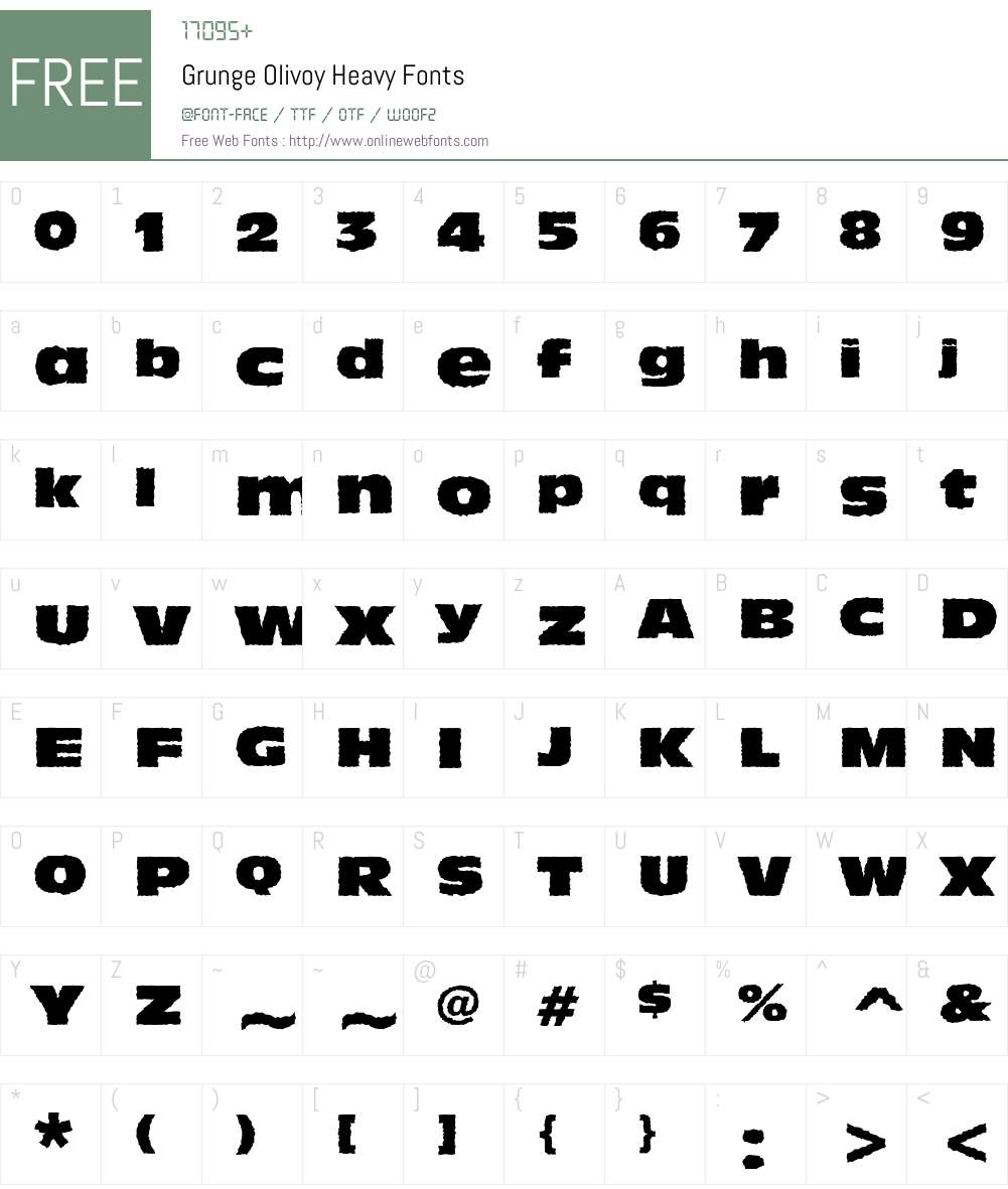 Grunge Olivoy Heavy Font Screenshots