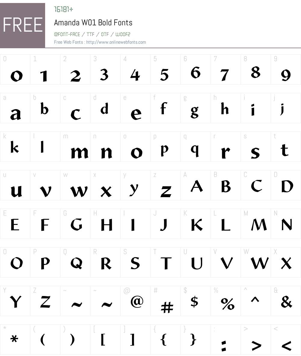 AmandaW01-Bold Font Screenshots