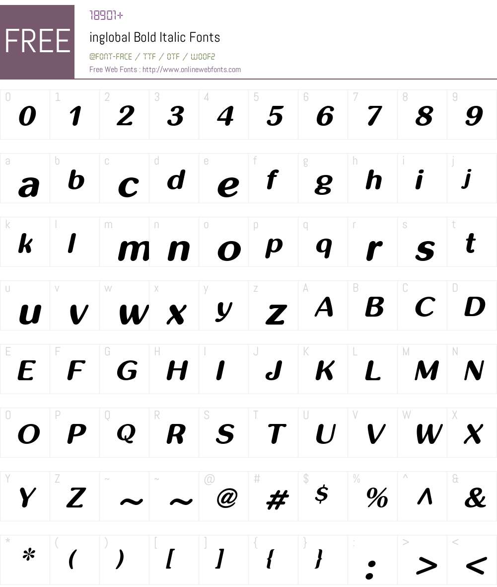 inglobal Font Screenshots