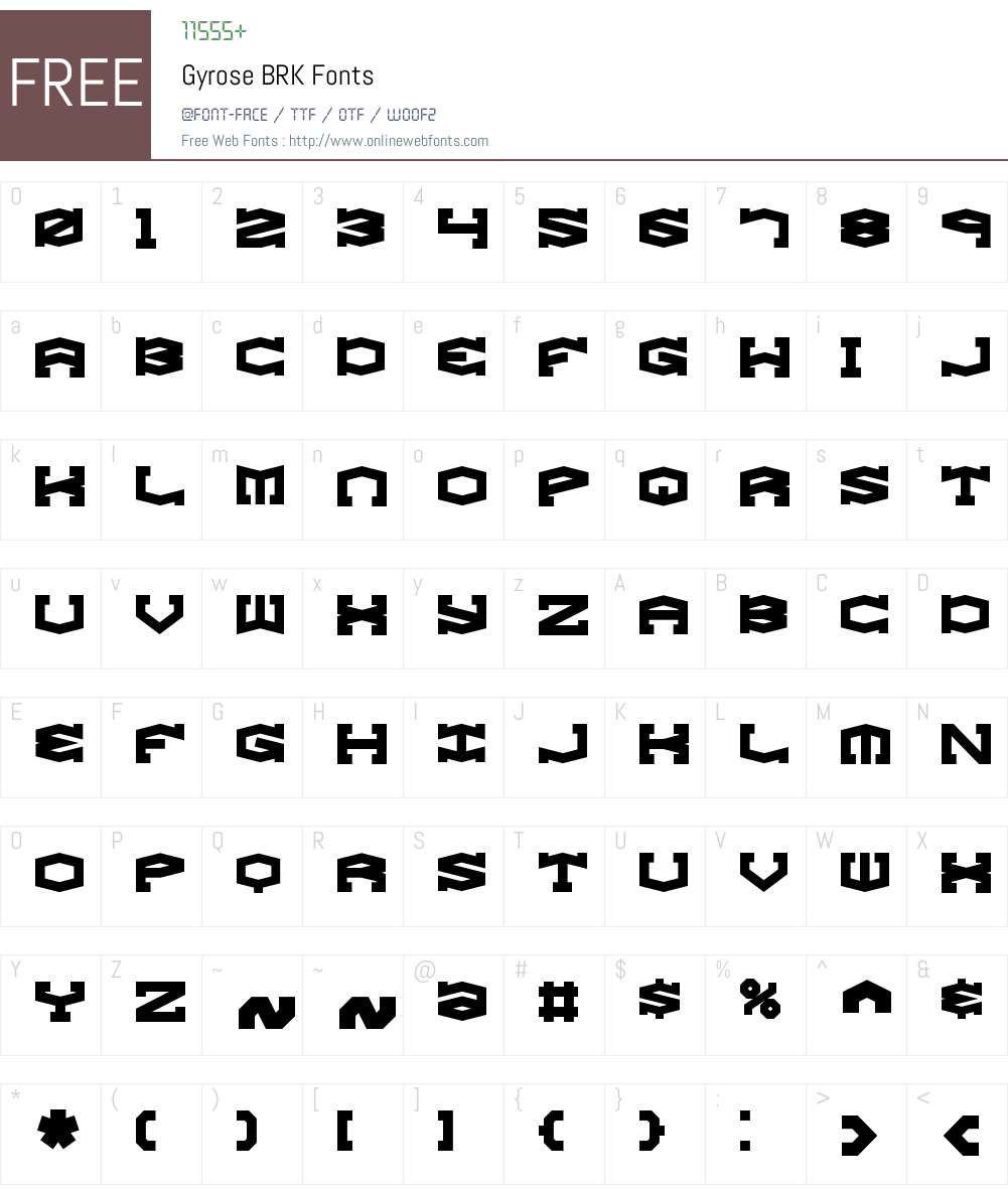 Gyrose BRK Font Screenshots