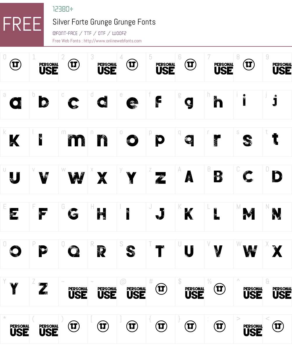 Silver Forte Grunge Font Screenshots