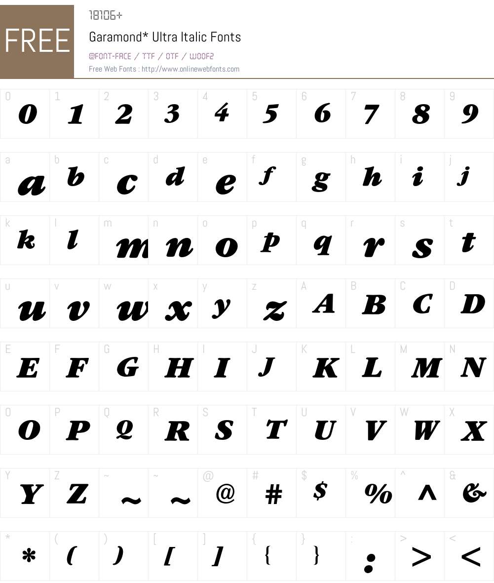 Garamond ITC BQ Font Screenshots