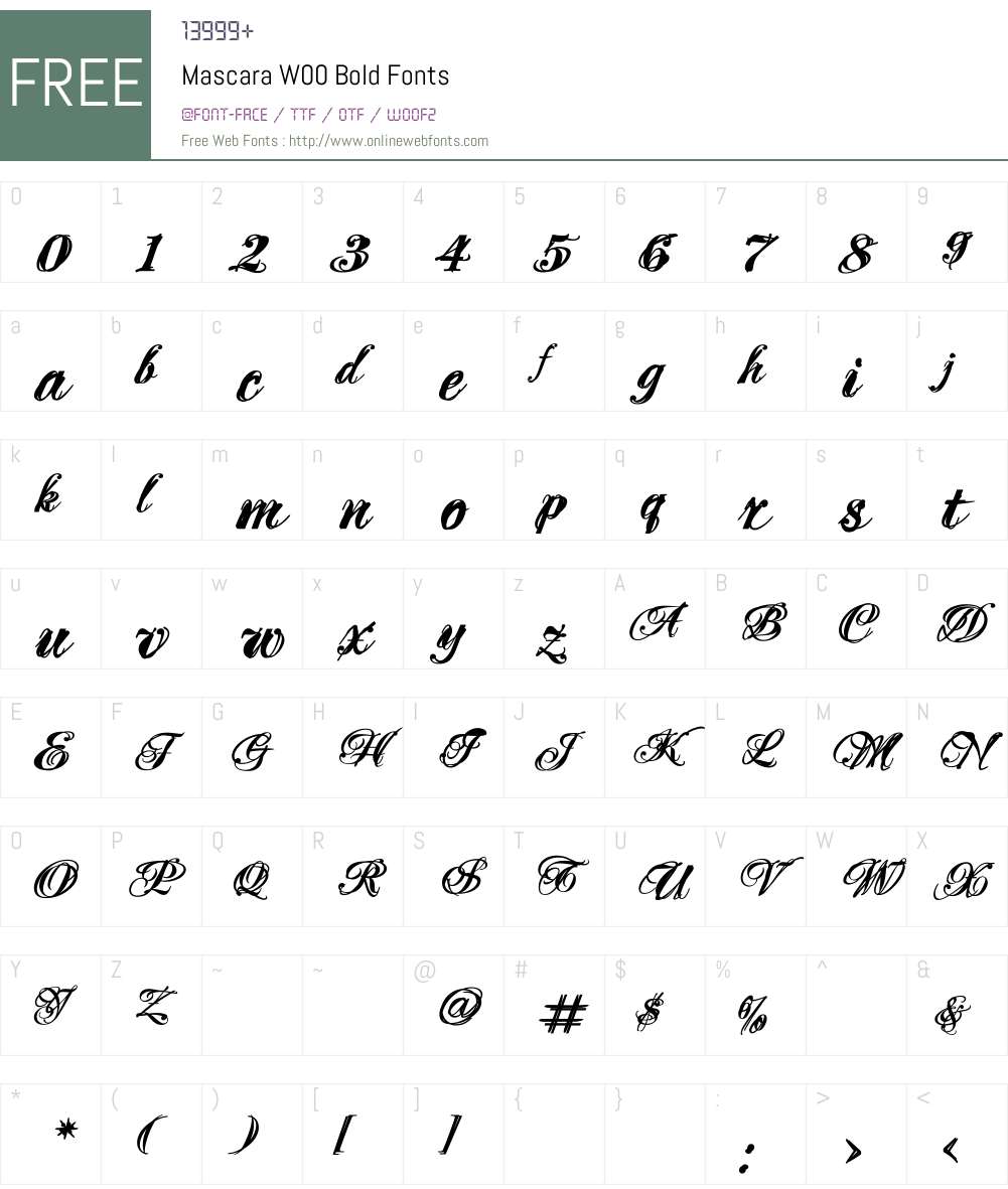 MascaraW00-Bold Font Screenshots