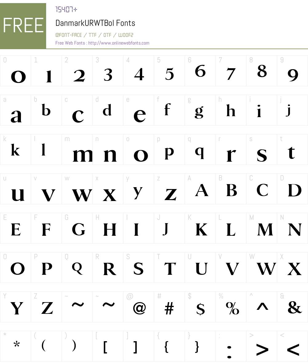 DanmarkURWTBol Font Screenshots
