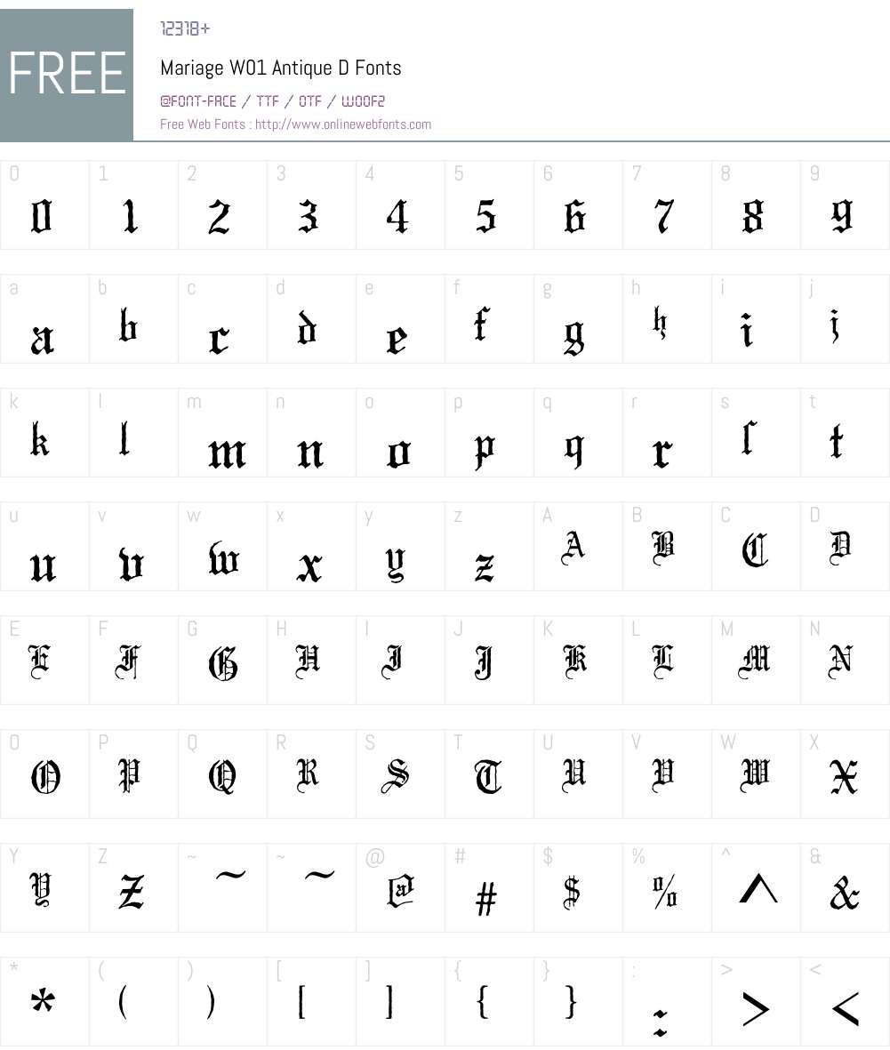 MariageW01-AntiqueD Font Screenshots