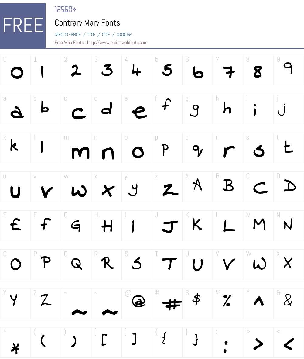 Contrary Mary Font Screenshots