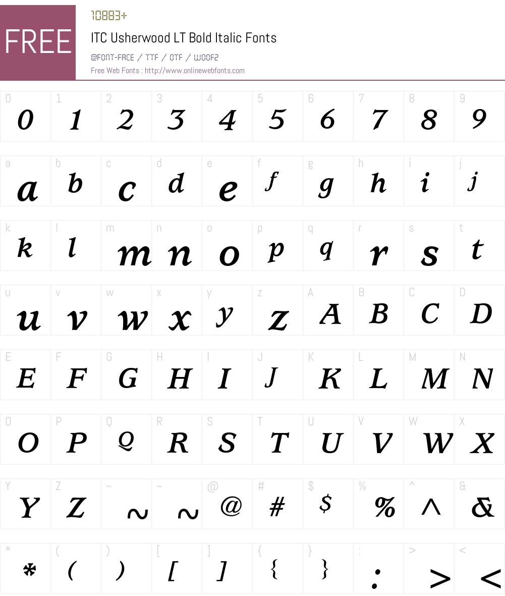 ITC Usherwood LT Font Screenshots