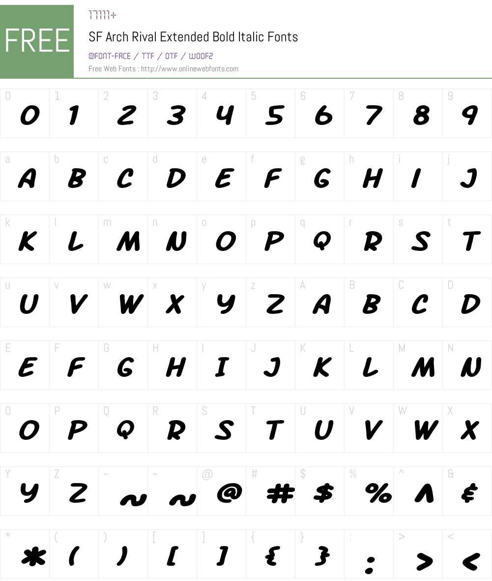 SF Arch Rival Extended Font Screenshots