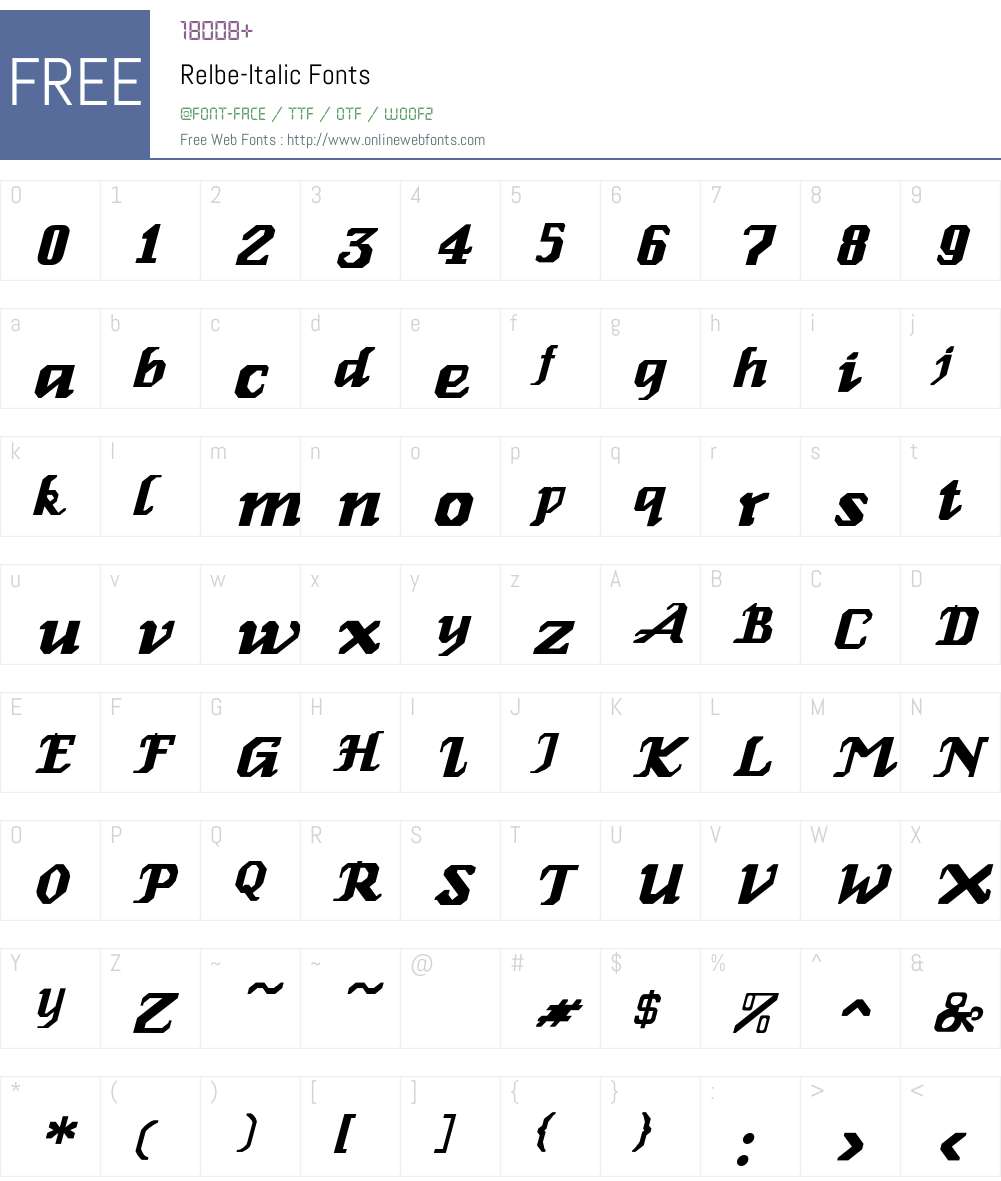 Relbe-Italic Font Screenshots