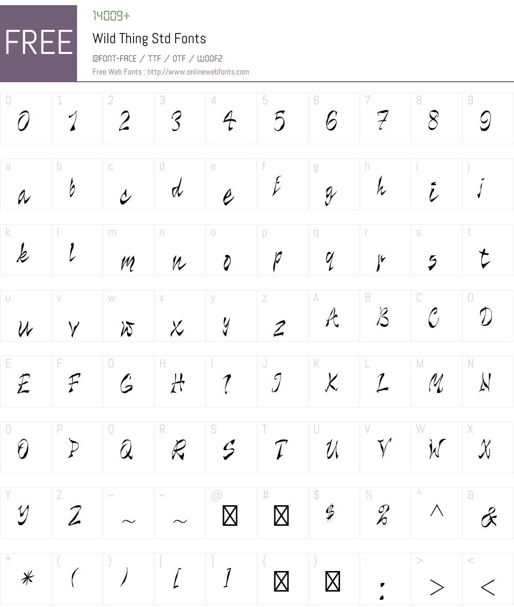Wild Thing Std Font Screenshots